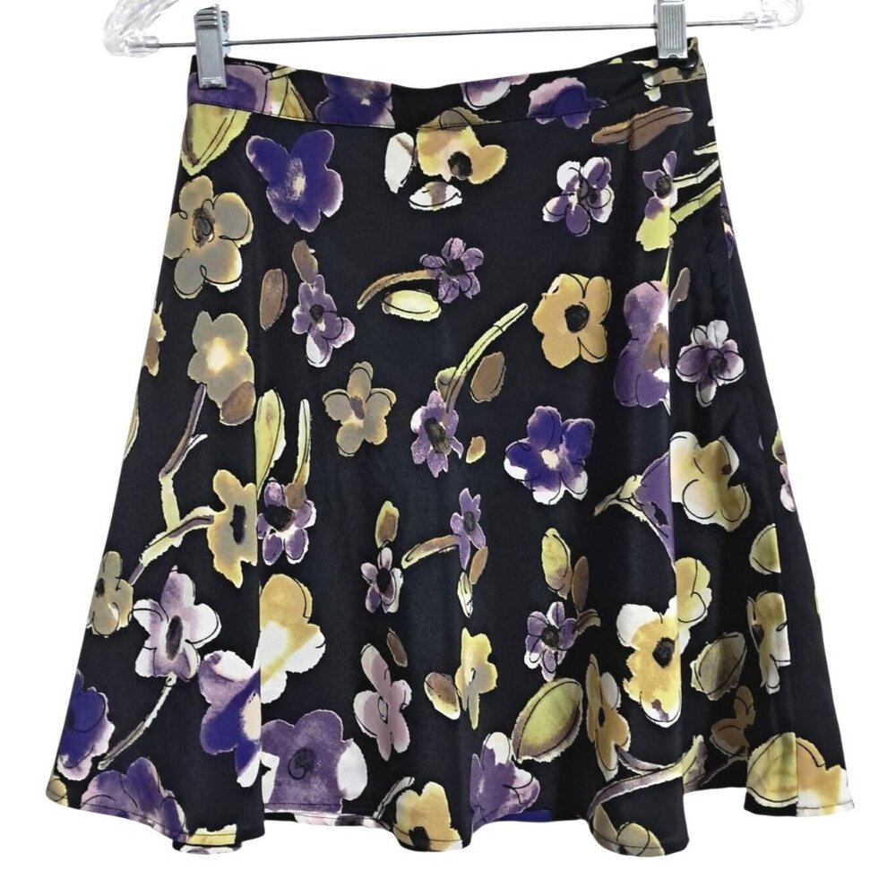 Vintage 90s All That Jazz Floral A-Line MIni Skirt 5/6 100% Poly Clueless Vibes